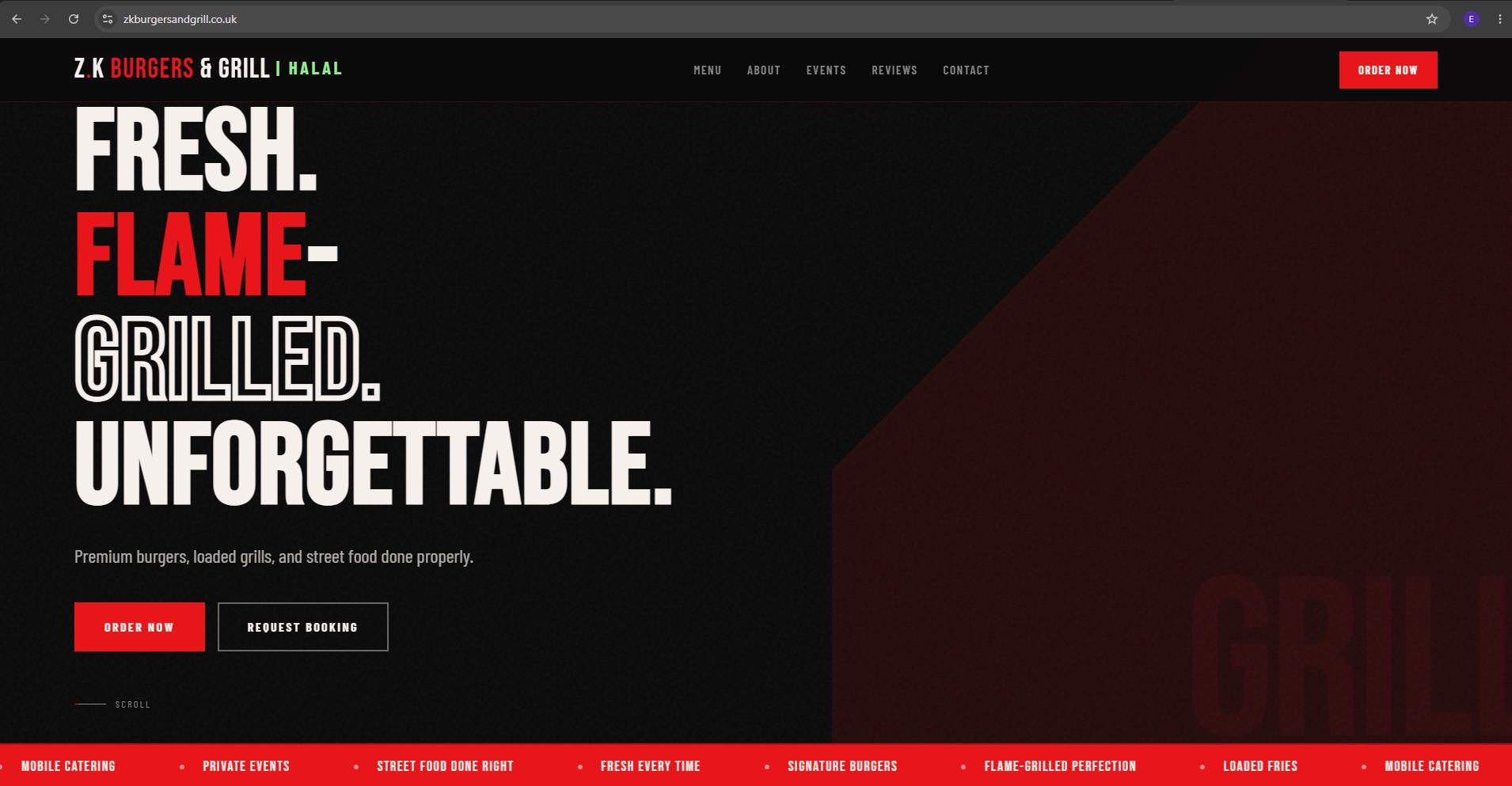 ZK Burgers and Grill website